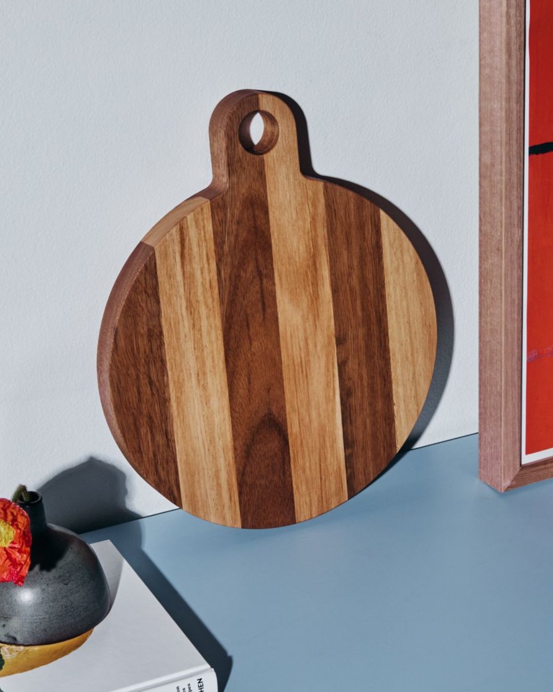 Round Serving Board — Blackbutt and Spotted Gum Stripe