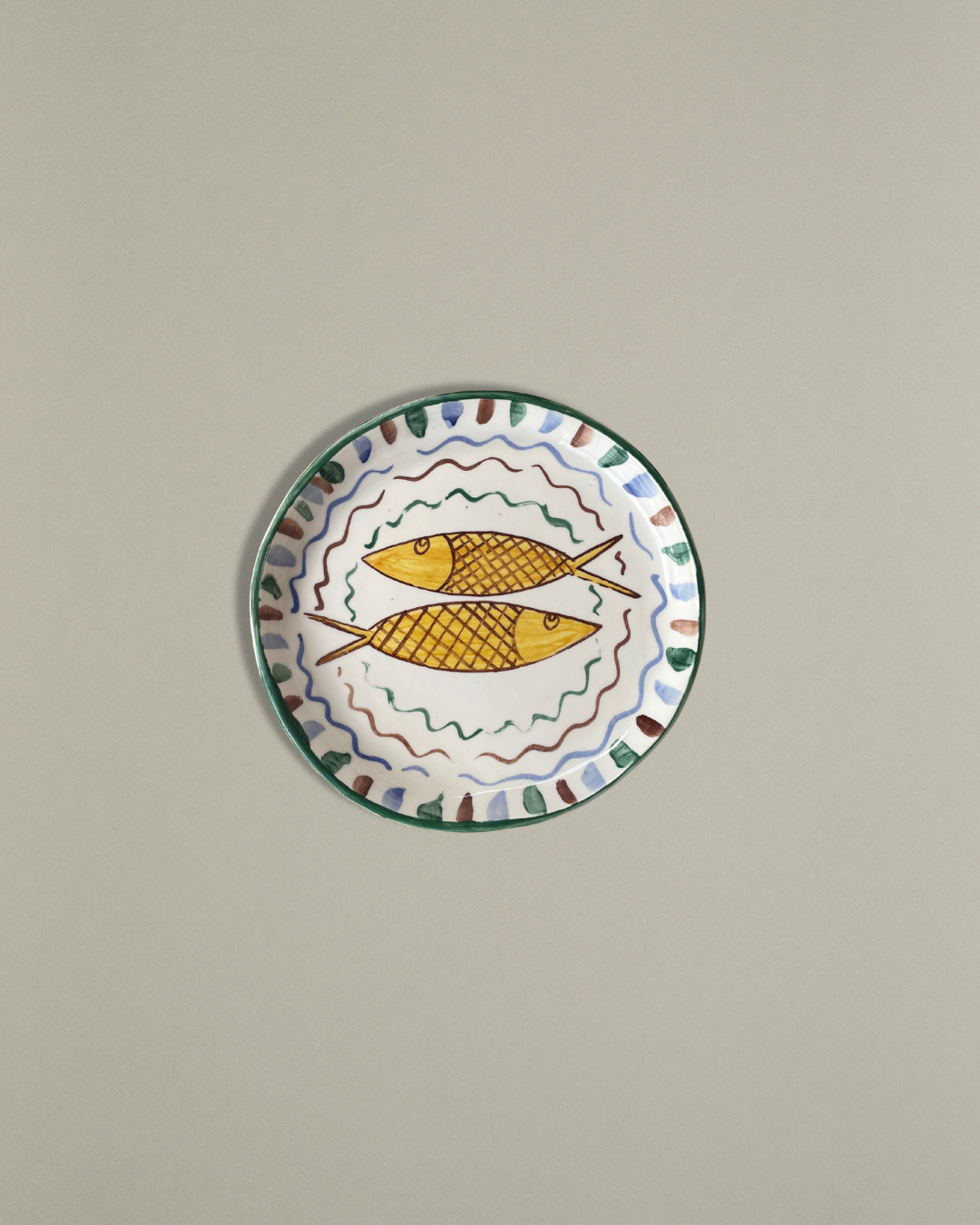 Hand-built Sardine Plate - Pesce Verde
