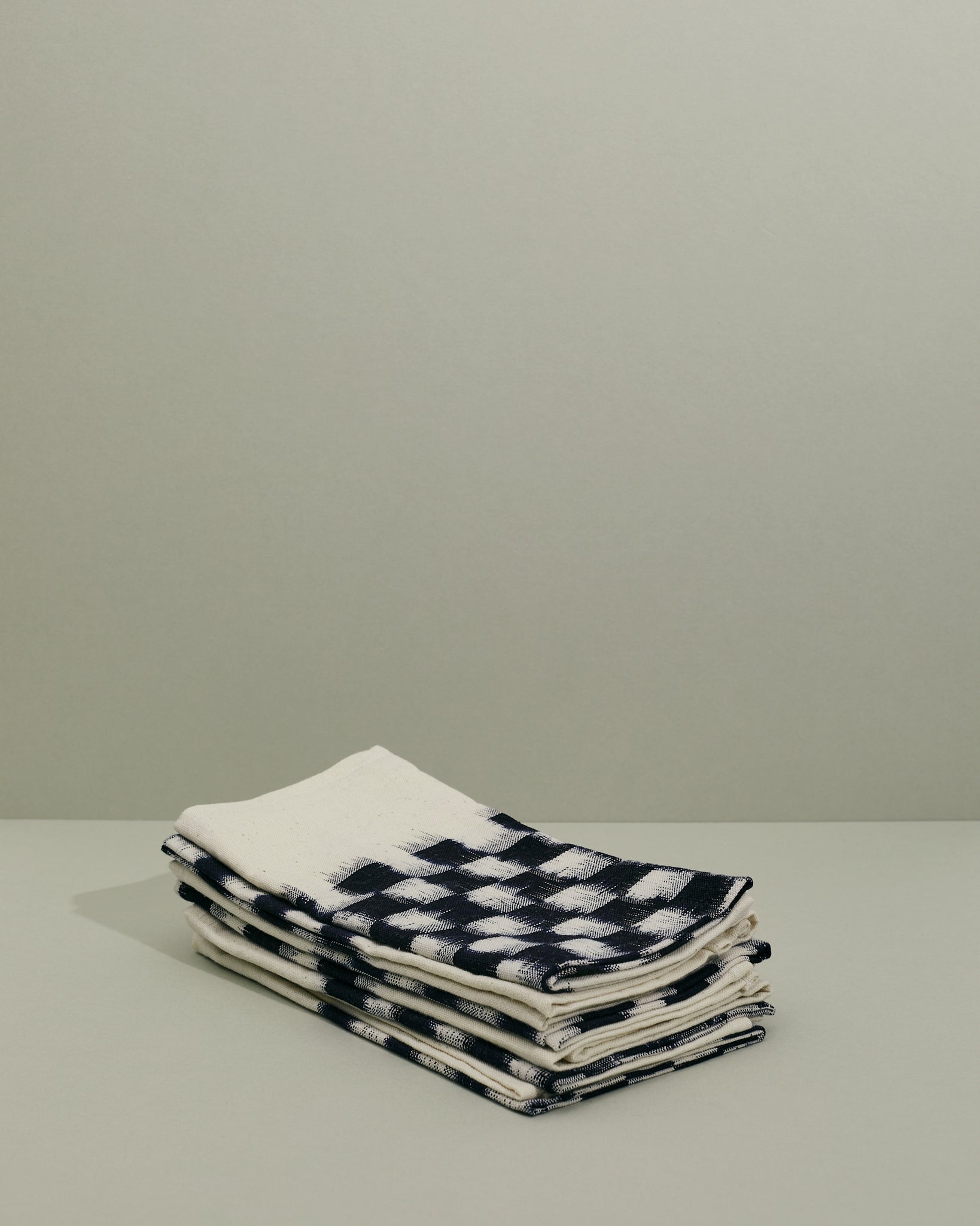 Handwoven Cotton Ikat Napkins (6) - Navy Check