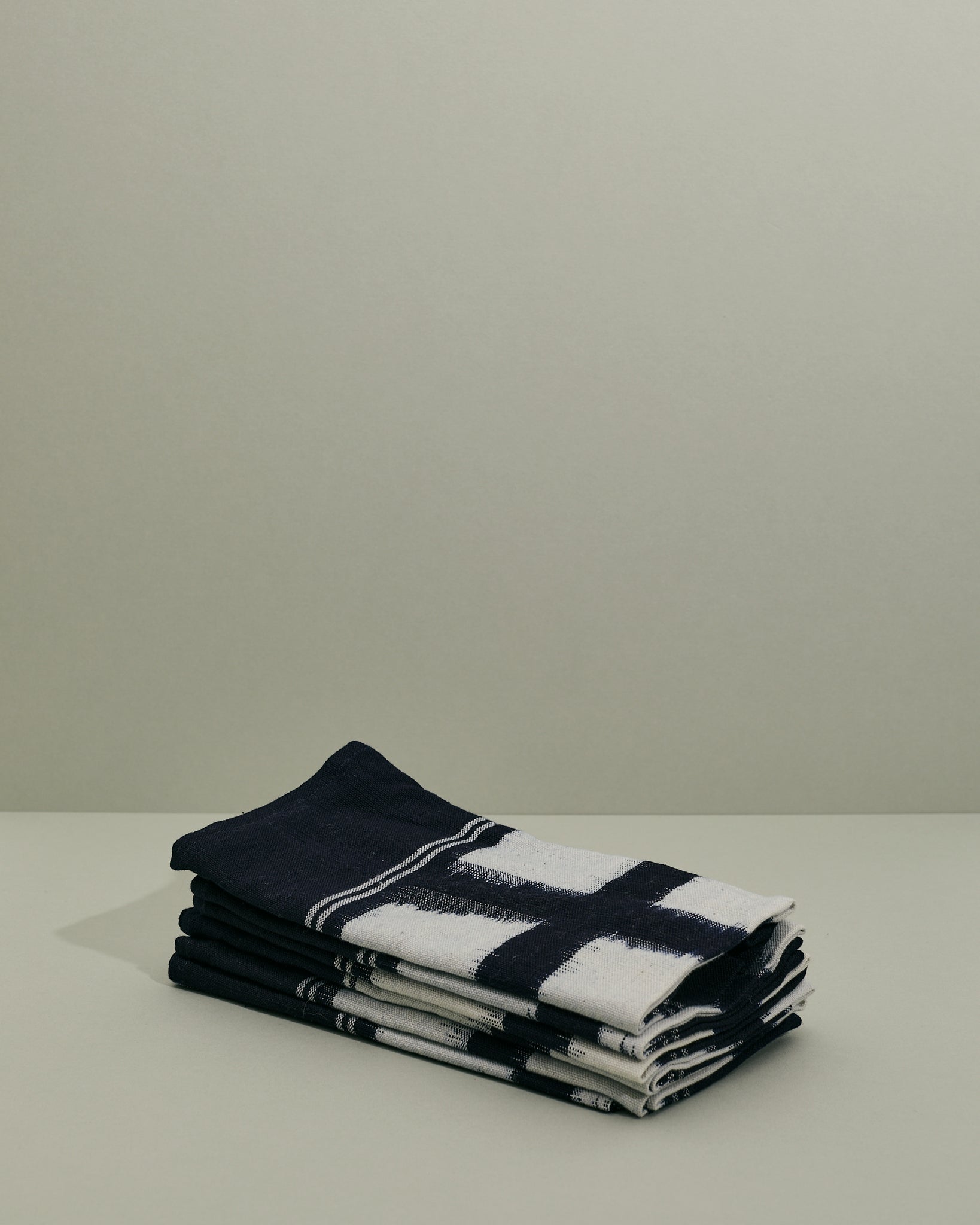Handwoven Cotton Ikat Napkins (6) - Navy Grid
