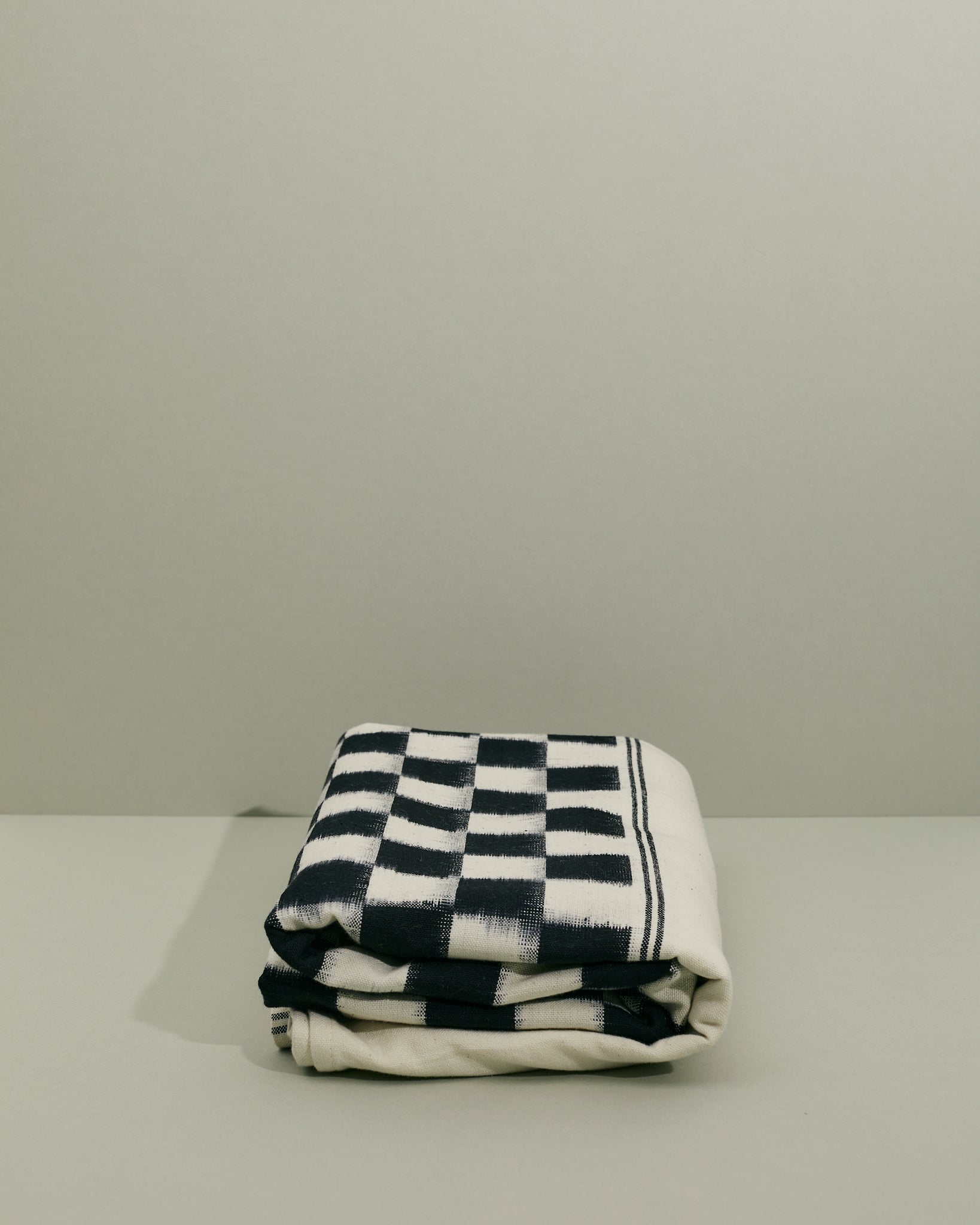 Handwoven Cotton Ikat Tablecloth - Black Check