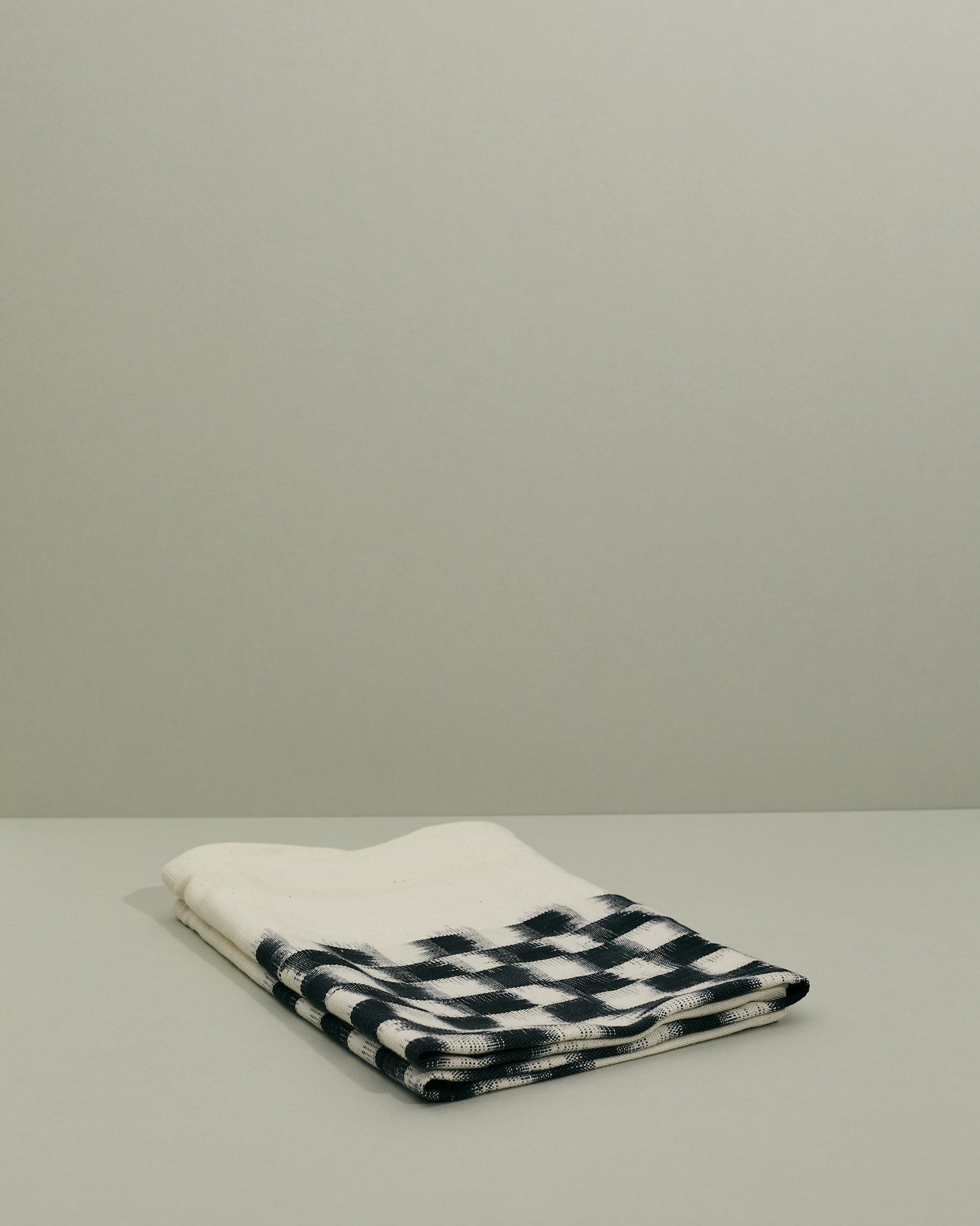 Handwoven Cotton Ikat Tea Towel - Black Check